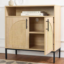 Rattan Sideboard Buffet Cabinet Natural Color Cord Cutout