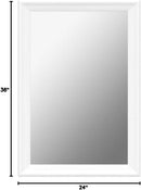 Rectangular White Wood Wall Mirror 24x36 Inches Bathroom
