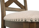 Moriville 24.5 Inch Upholstered Farmhouse Barstools Beige Brown Set of Two