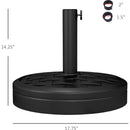 18" Patio Umbrella Base, 40 lbs. Concrete Heavy Duty Umbrella Stand with Metal Umbrella Holder for 1.5" or 2" Umbrella Poles, Round Market Umbrella Stand for Outdoor, Lawn, Poolside, Bronze