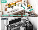 L Shaped Computer Desk 6 Drawers Power Outlet 55In White