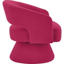Modern Swivel Barrel Chair, Upholstered Velvet Round Accent Chairs,360 Degree Comfy Swivel Chair with Open Backrest, Single Chair Armchair for Living Room Bedroom, Homerest, Rose Pink