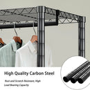 Heavy Duty Garment Rack With 8 Adjustable Wire Shelves and 5 Clothes Rails, Freestanding Closet Organizer, Black Metal