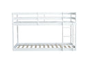 Solid Wooden , Solid Rubber Wooden Twin over Twin Floor Bunk Bed with Ladder ,Upper and Bottom Bed Platforms crafted with Strengthened Slats, White