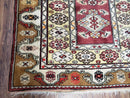 Turkish Caucasian Rug 4x7, Vintage Hand-Knotted Wool Turkish Talish Carpet 4 x 7, Cream, Burnt Orange Carmine Red Area Rug, Bohemian Rug