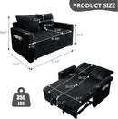 53 Inches Black Corduroy Fabric Sleeper Sofa USBPort