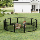 Dog Playpen Outdoor, 12 Panel Dog Fence 24" Pet Pen for Small Dogs Pet Exercise Pen for Puppy/Rabbit/Small Animals Portable Playpen for RV Camping Garden Yard, Indoor. Black, 22.2" W x 23.6" H.