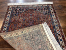 Red Persian Hamadan Rug 4x6, Wool Handmade Antique Carpet, Geometric Medallion Rug, Oriental Rug 4 x 6, Persian Tribal Rug, Hand Knotted Rug