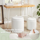 Compact Round Velvet Storage Ottoman TwoPack White