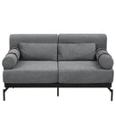 Modern Loveseat Sofa 59' Sofa Couch 2-Seater with USB Ports, Unique Cylindrical Armrests, Grey Chenille