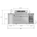 Castelle Flame Verona 44-Inch 6-Burner 85K BTU Stainless Steel Outdoor BBQ Kitchen Grill Island With Wine Cooler, Rotisserie Kit, And Storage Cabinets (SAK97105)