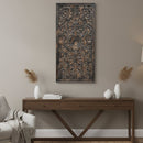 Transitional Style Hand Carved Solid Wood 72" Tall Lattice Panel In Distressed Black Finish