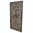 Transitional Style Hand Carved Solid Wood 72" Tall Lattice Panel In Distressed Black Finish