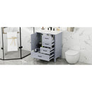 30' Bathroom Vanity with Sink, Bathroom Cabinet with A Door, Three Drawers, Solid Wood Legs & MDF Board, Adiustable Foot Pads, Grey (Other Color: N725P195409K)