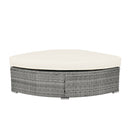 Patio Furniture Set Outdoor Daybed Rattan Sectional with Cushions and Center Table, Beige, Iron & Rattan, Multiple Sizes