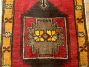 Turkish Yastik Rug 2x3, Geometric Medallion, Small Turkish Wool Rug, Red
