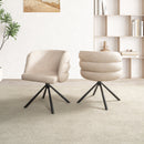270° Swivel Home Office Desk Chairs Set of 2,Modern Dining Chairs, Upholstered Bedroom Chairs with Metal Base,Makeup Chair for Vanity, for Living Room, Bedroom,Study Room,Dining Room(Beige)