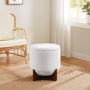 White Elegant Round Ottoman With Concealed Storage