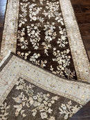 Peshawar Runner Rug 3 x 20, Wool Hand Knotted Vintage Pakistani Carpet, Brown & Taupe, Chobi Mahal Floral Rug, Extra Long Hallway Runner
