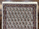 Persian Rug 4x6, Mashad Kashmar Rug, Boteh Paisley Design, Allover Repeated Pattern, Ivory Hand Knotted Vintage Semi Antique Persian Oriental Carpet