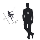 Glossy Black Wall Sculpture Climbing 15" Man