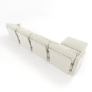 Elegant Four-Seater Sofa with Movable Ottoman in White Chenille Fabric and Ergonomic Design