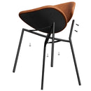 Set of 4 Upholstered PU Leather Dining Chairs Mid-Century Modern Dining Chairs with Curved Backrest for Dining Room Kitchen (Brown)