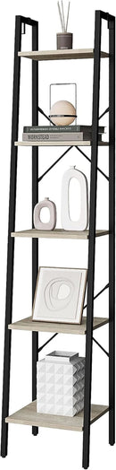 Greige 5 Tier Ladder Shelf Bookcase Freestanding Corner