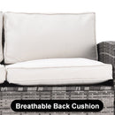 Walker Edison - Outdoor Patio Furniture Set,7 Pieces Outdoor Sectional Conversation Sofa with Dining Table,Chairs and Ottomans,All Weather PE Rattan and Steel Frame,With Backrest and Removable Cushions(Grey+Beige)