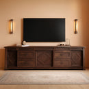 98.4 Inch Rustic Brown TV Stand With 4 Drawers And Shelves
