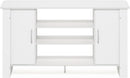 50 Inch White TV Stand With Concealed Storage And Shelves