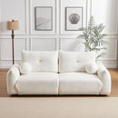 Lamb's wool 2-seater cushion sofa 90" comfortable sofa for living room Bedroom and other casual spaces Lamb's wool sofa with 2 cushions and 2 ball pillows. (BEIGE)two sets