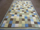 5' X 8' Hand-knotted Kilim Dhurrie Wool Cotton Rug Flat Weave Carpet Checkered Pattern Colorful Multicolor