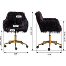 Modern Faux fur home office chair, fluffy chair for girls, makeup vanity Chair with Gold Plating Base