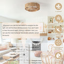 20 Inch Rattan Boho Ceiling Fan With Integrated LED Light