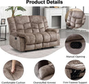 Manual Two Seat Loveseat Recliner Sofa Light Brown