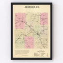 Vintage Map of Johnson County, Nebraska 1885