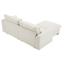Sectional Sofa Comfy Corduroy Couch for Living Room with Pillows and Round Armrests, Modern Corduroy Sofa Sleeper Deep Couches with Storage Ottoman (Beige, 2-Seat)