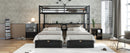 Full XL Over Twin & Twin Triple Bunk Bed with Drawers, Multi-functional Metal Frame Bed, Bed Head with Shelving & USB, Black