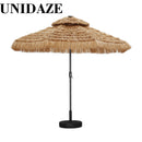 UNIDAZE 9FT Double Tiers Solar LED Lights Thatched Hawaiian Tiki Umbrella, Outdoor, Pool, Patio, Beach, Yellow