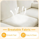 U Shape Sectional Sofa 111 Inch Beige Chenille Convertible