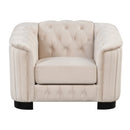 Modern Velvet Upholstered 3-Piece Sofa Set with Rubber Wood Legs in Beige