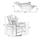 Home Theater Recliner with 270 Degree Swivel, PU Leather, Power Recliner with Tray Table, Phone Holder, Cup Holder, USB Port, White