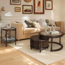 Modern Nesting Coffee Table Set with Matching Glass Side Table – Elegant Rubberwood Frame and Functional Storage