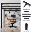 Loft Bed Twin Size Black With Ladder And Guardrail