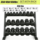 Rovix 450-Pounds Rubber Hex Dumbbell Set With Rack (SAK90714)