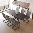 Extendable Dining Table Table Set for 6-8 Person for Dining Room,C-shaped Tube Soft padded armless dining chairs and Very large Dining Room Table Kitchen Table Chair Set with metal Legs