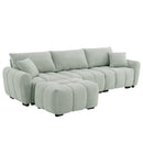 [VIDEO] 110' Modular Sectional Sofa, L Shape with Extra-large Seat, Pull-line Design, Movable Ottoman, High Density Foam, Free Combination, Sturdy Metal&Wood Frame, Boucle Fabric, 3 Colors