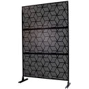 Outdoor & Indoor Privacy Screen Metal Privacy Screen 76' H×48' W, Freestanding Decorative Privacy Screen for Deck Balcony Patio, Privacy Fence Panels for Outside Lawn Garden PS116 BLACK
