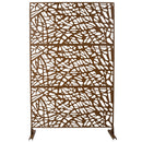 Outdoor & Indoor Metal Privacy Screen Freestanding Decorative Privacy Screen 76' H x 48' W, Privacy Fence Panels for Deck Balcony Patio Garden, Brown